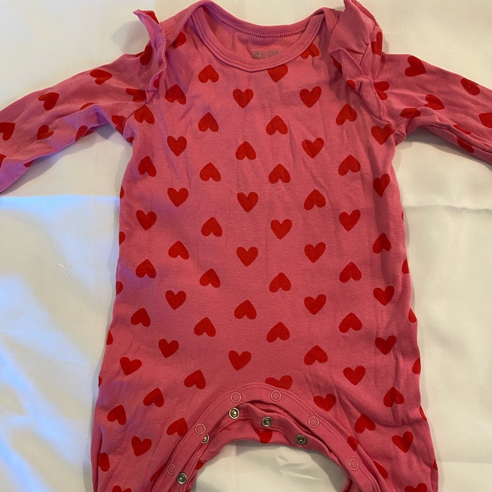 Pink and red onesie Jammie’s! Girls size 6 months!